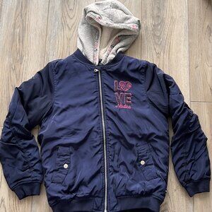 Nautica Girls Navy Bomber Jacket with Hood